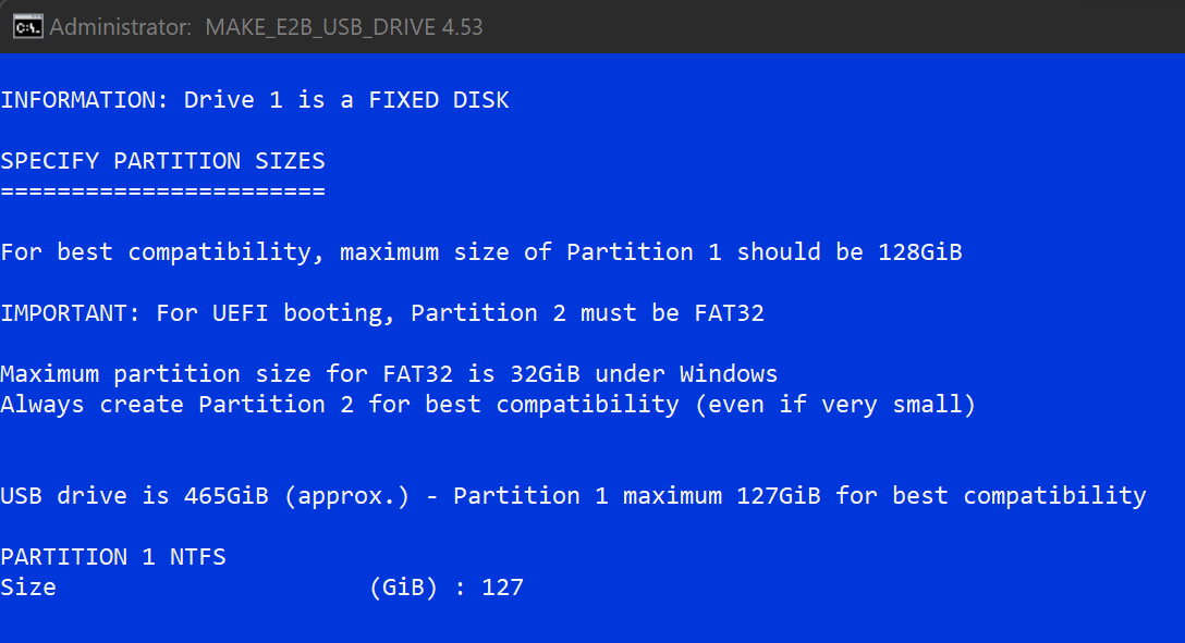 Create partition 1