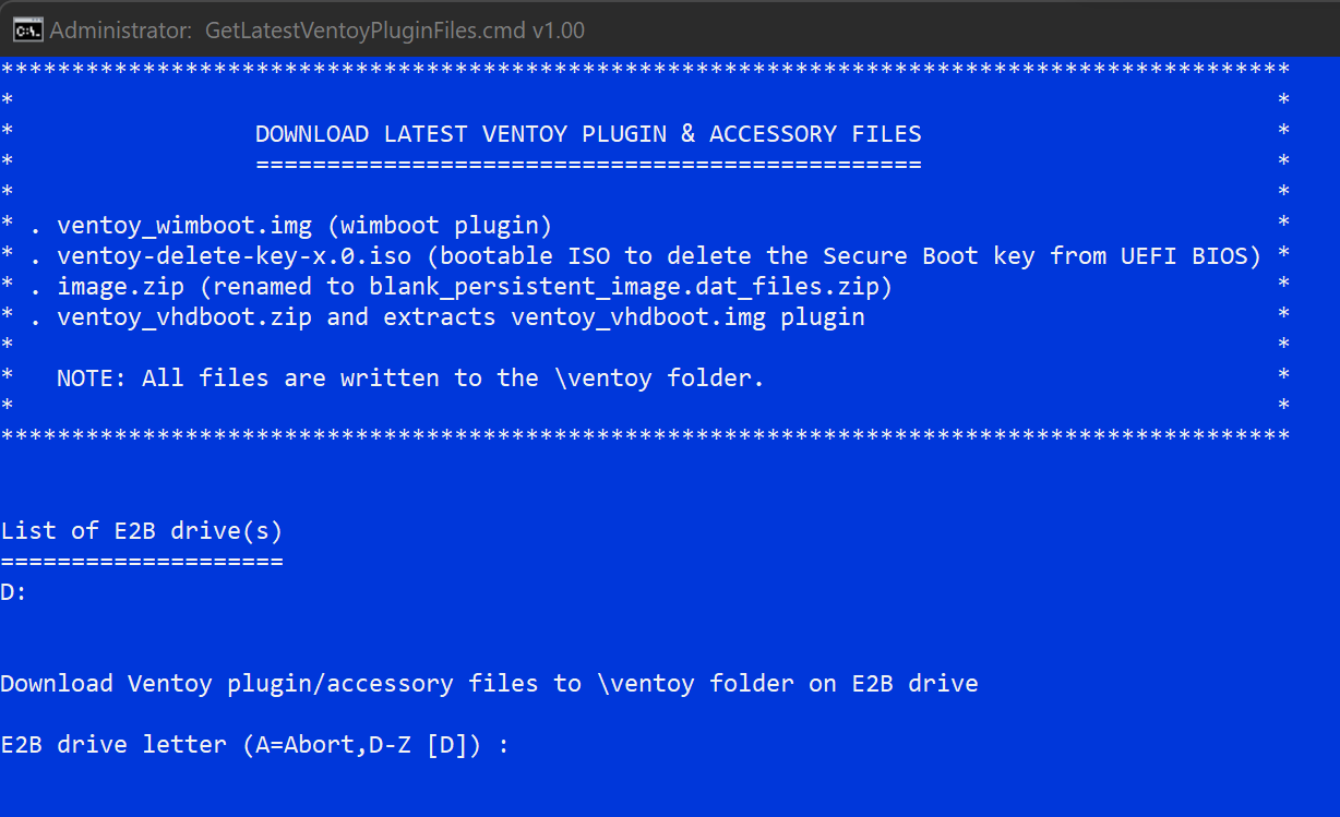 Press enter to download Ventoy plugins